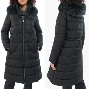 Barbour | Francesca Quilted Faux Fur Hood Coat in Black US 4